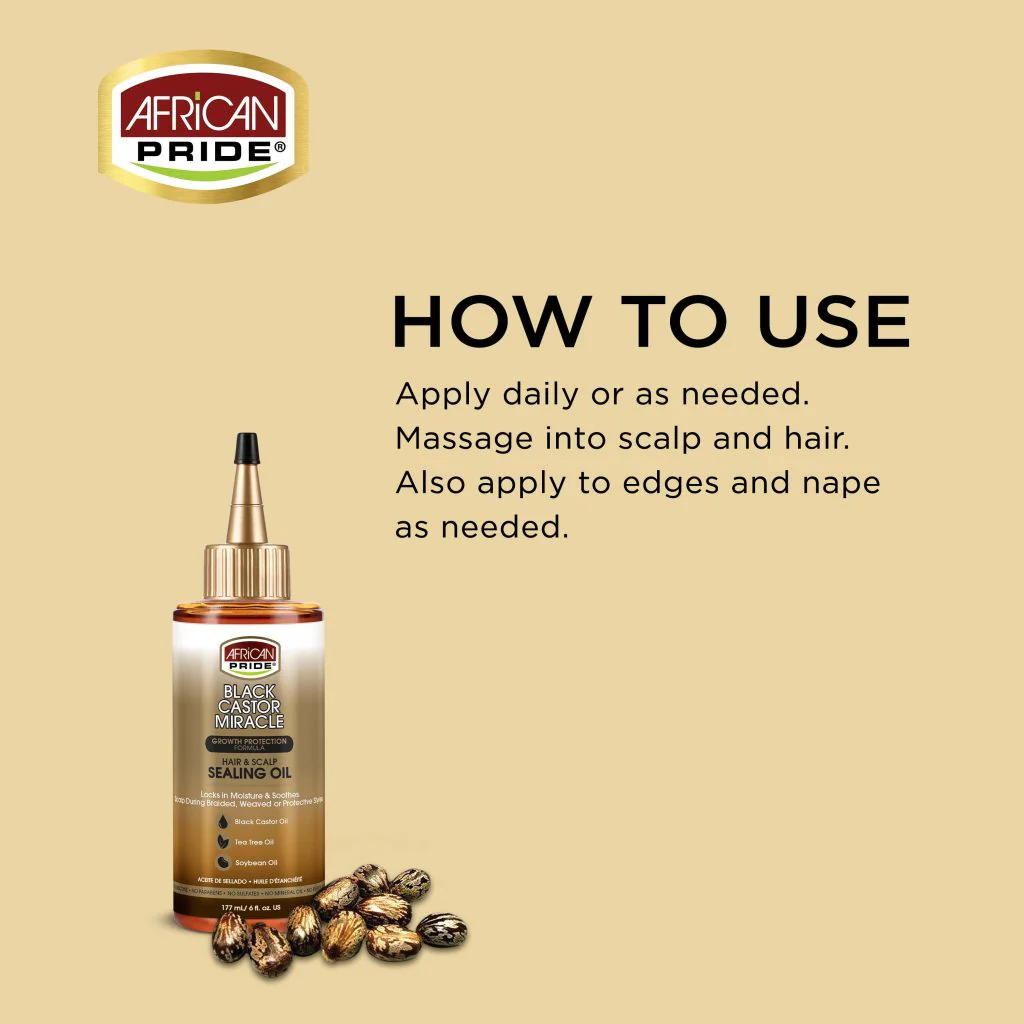 African Pride Black Castor Miracle Hair & Scalp Sealing Oil 6oz - Image 3