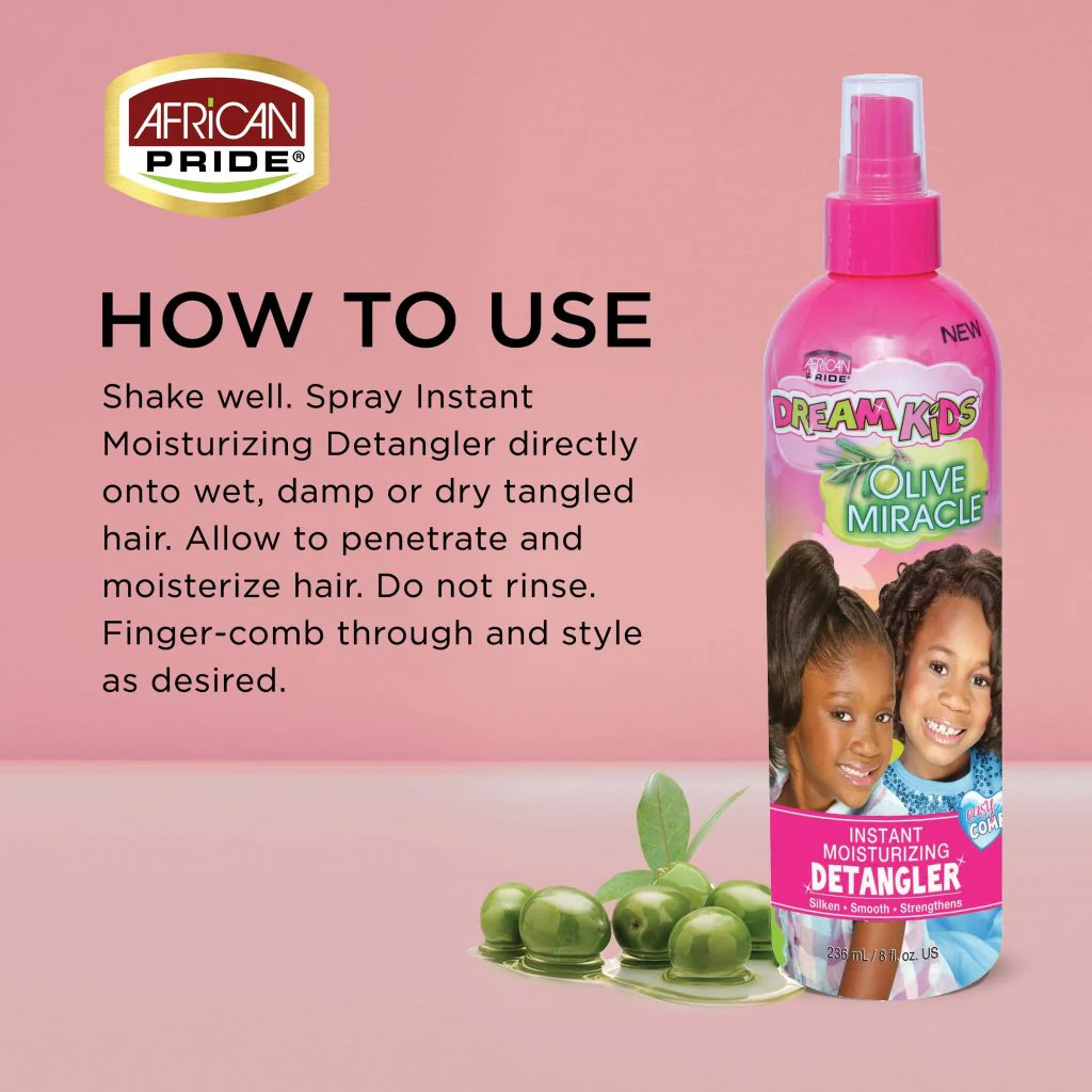 African Pride Dream Kids Olive Miracle Instant Moisturizing Detangler 8oz - Image 3