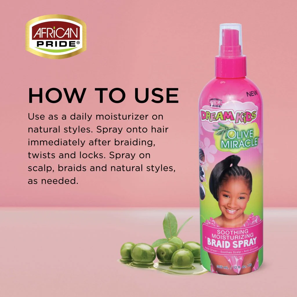 African Pride Dream Kids Olive MiracleSoothing Moisturising Braid Spray 12oz - Image 3