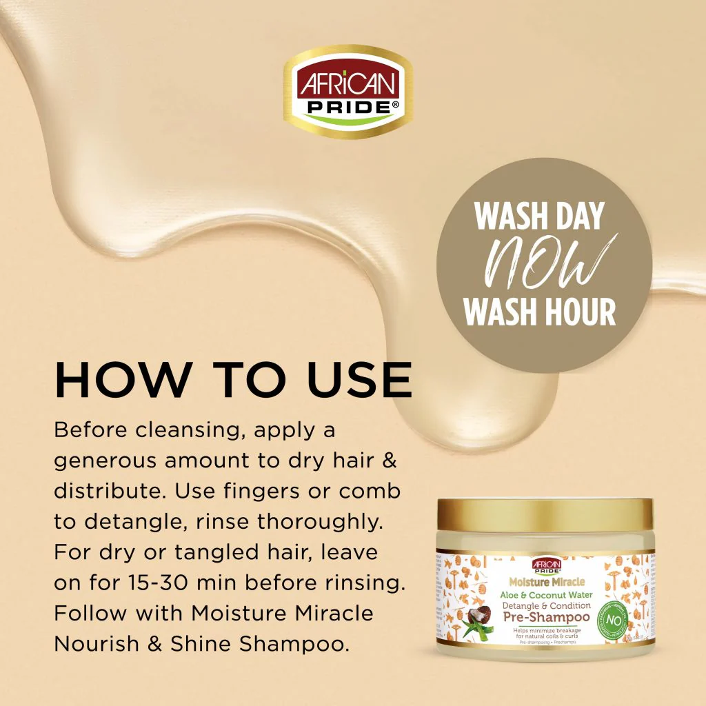 African Pride Moisture Miracle Aloe & Coconut Water Pre-Shampoo 12oz - Image 4