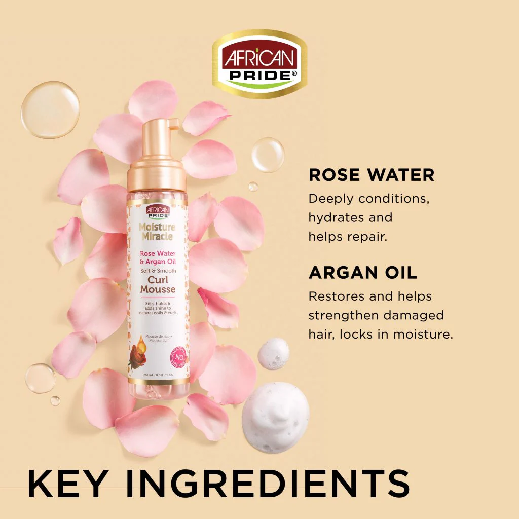 African Pride Moisture Miracle Rose Water & Argan Oil Curl Mousse 8.5oz - Image 4