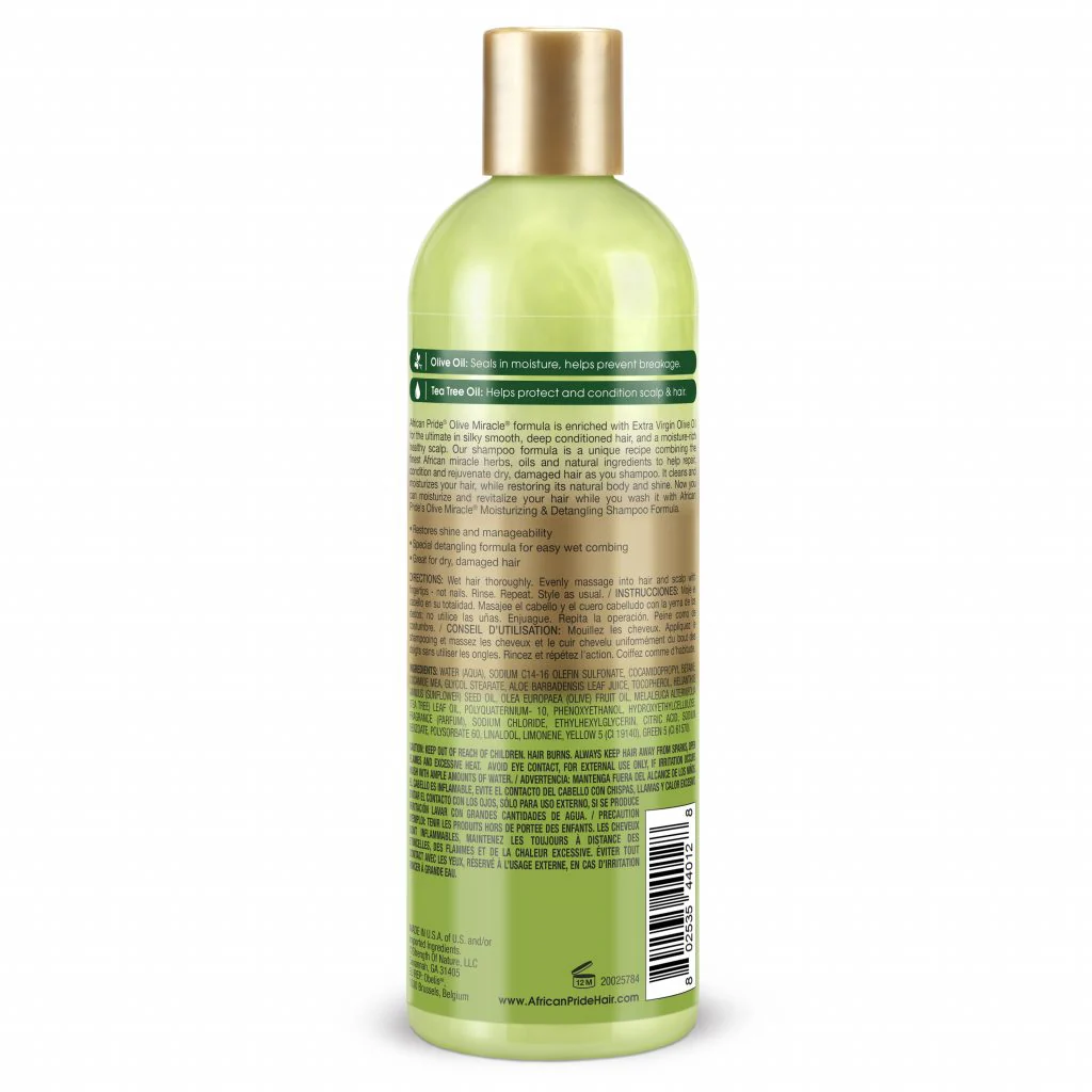 African Pride Olive Miracle Moisturizing & Detangling 2-in-1 Shampoo 12oz - Image 2