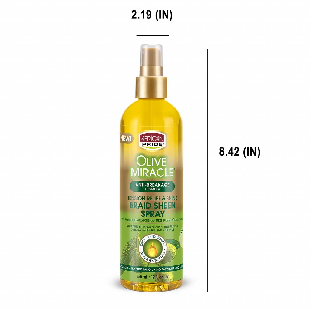 African Pride Olive Miracle Tension Relief & Shine Braid Sheen Spray 12oz - Image 7