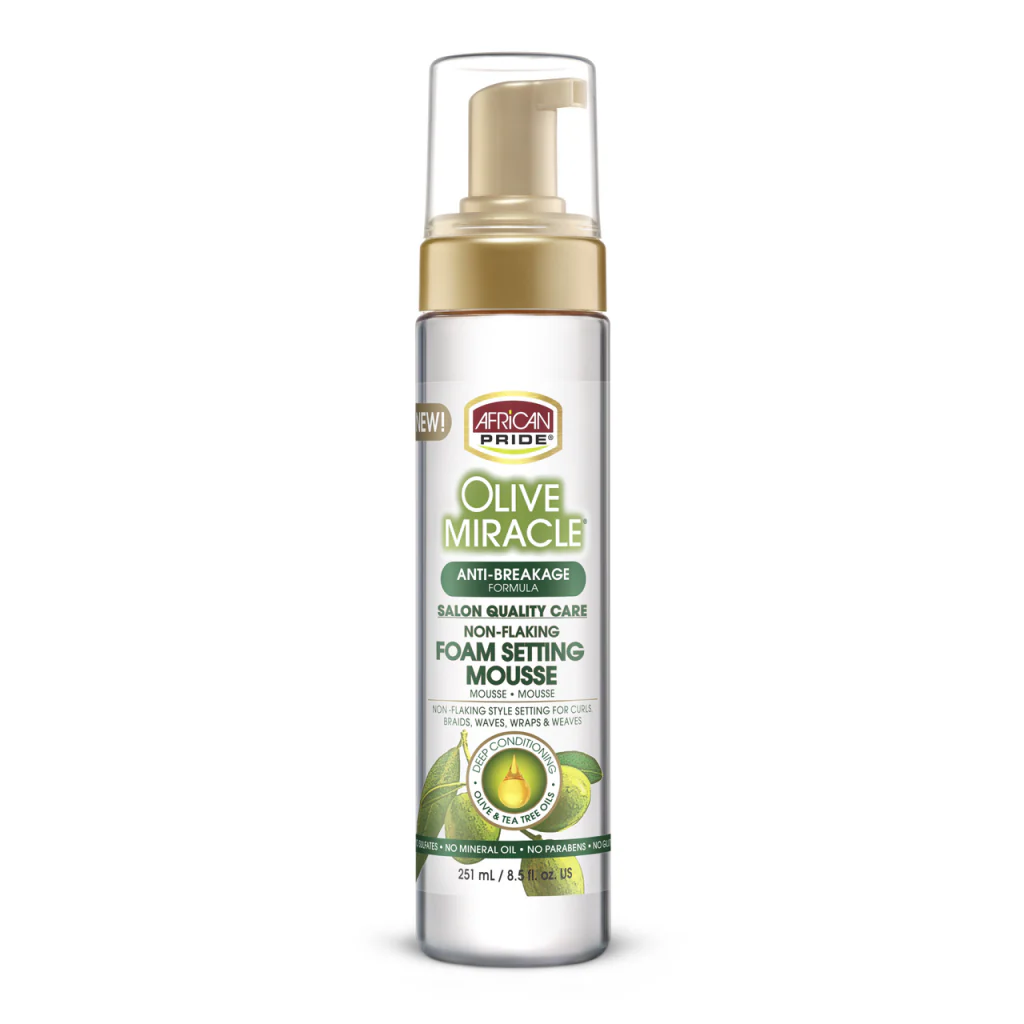 African Pride Olive Miracle Non-Flaking Foam Setting Mousse 8.5oz