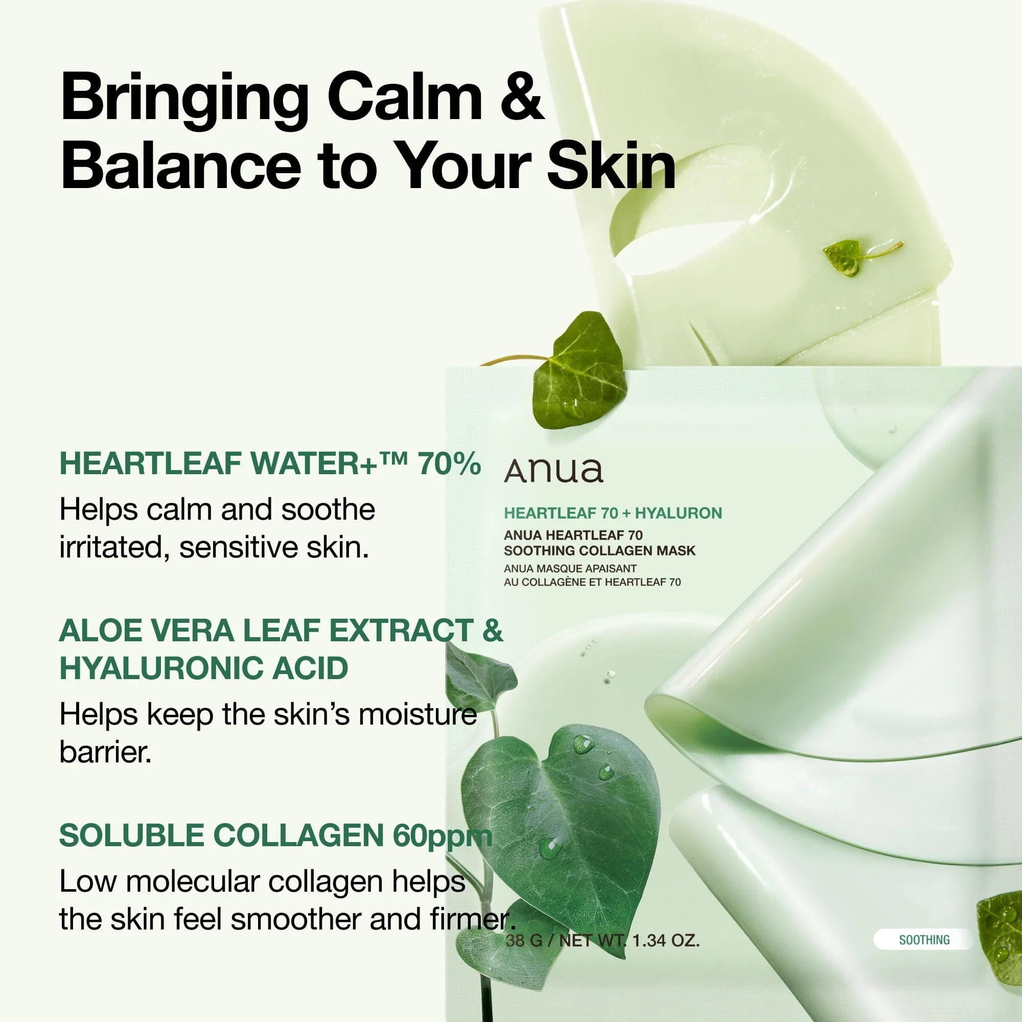 Anua Heartleaf 70 Soothing Collagen Mask 1pc - Image 2