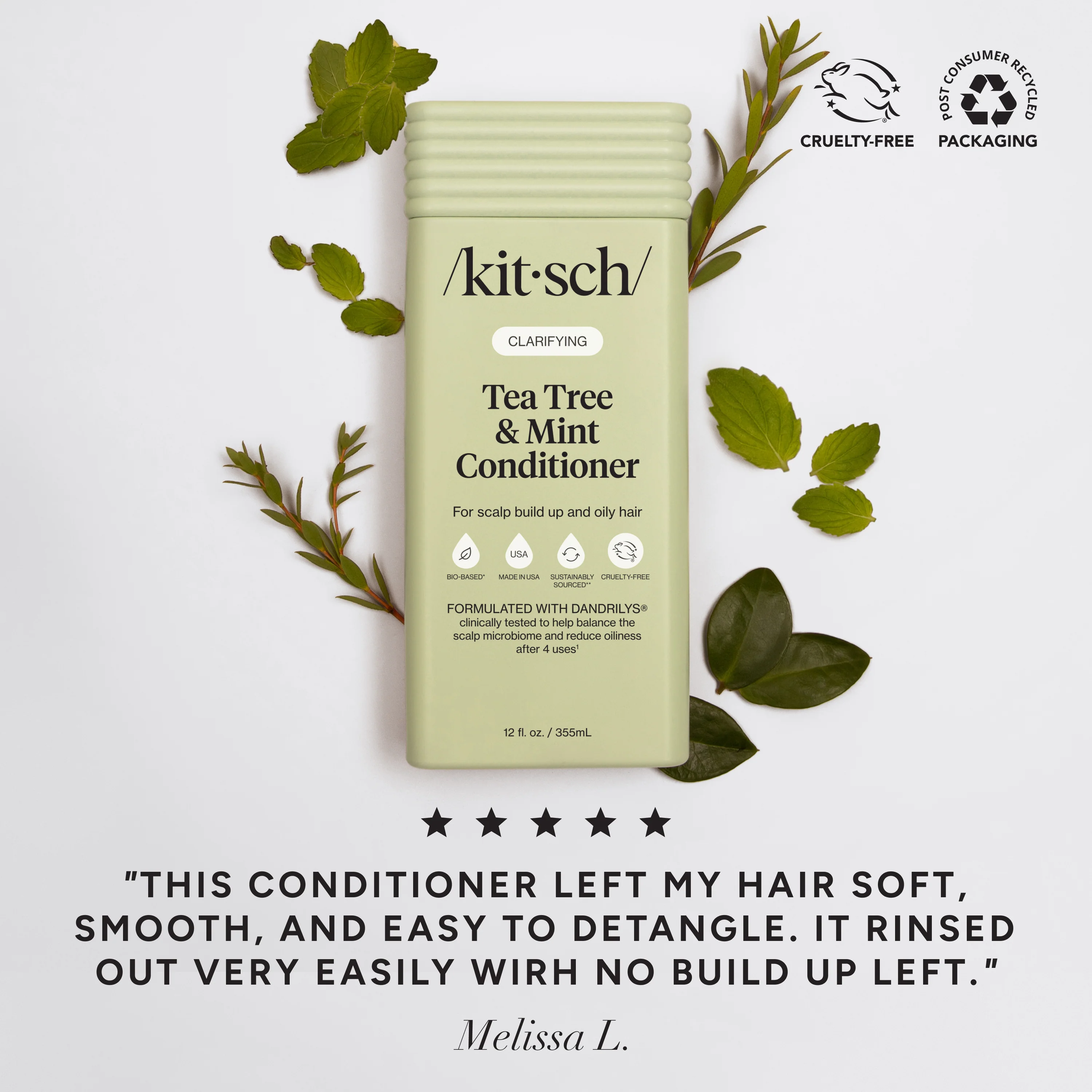Kitsch Clarifying Tea Tree & Mint Shampoo & Conditioner Bottle Duo -2pc - Image 4