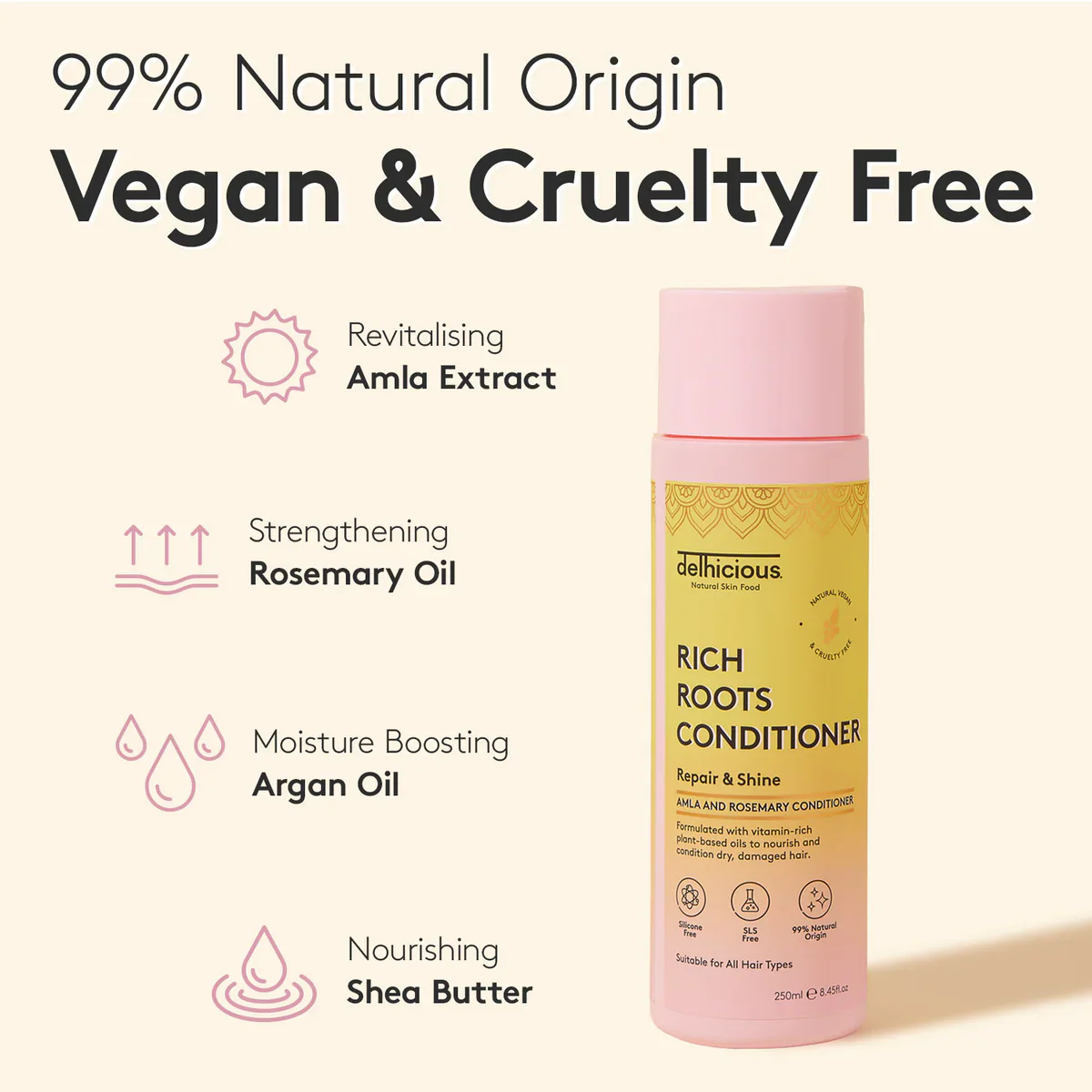 Delhicious Rich Roots Amla & Rosemary Conditioner - 250ml - Image 4