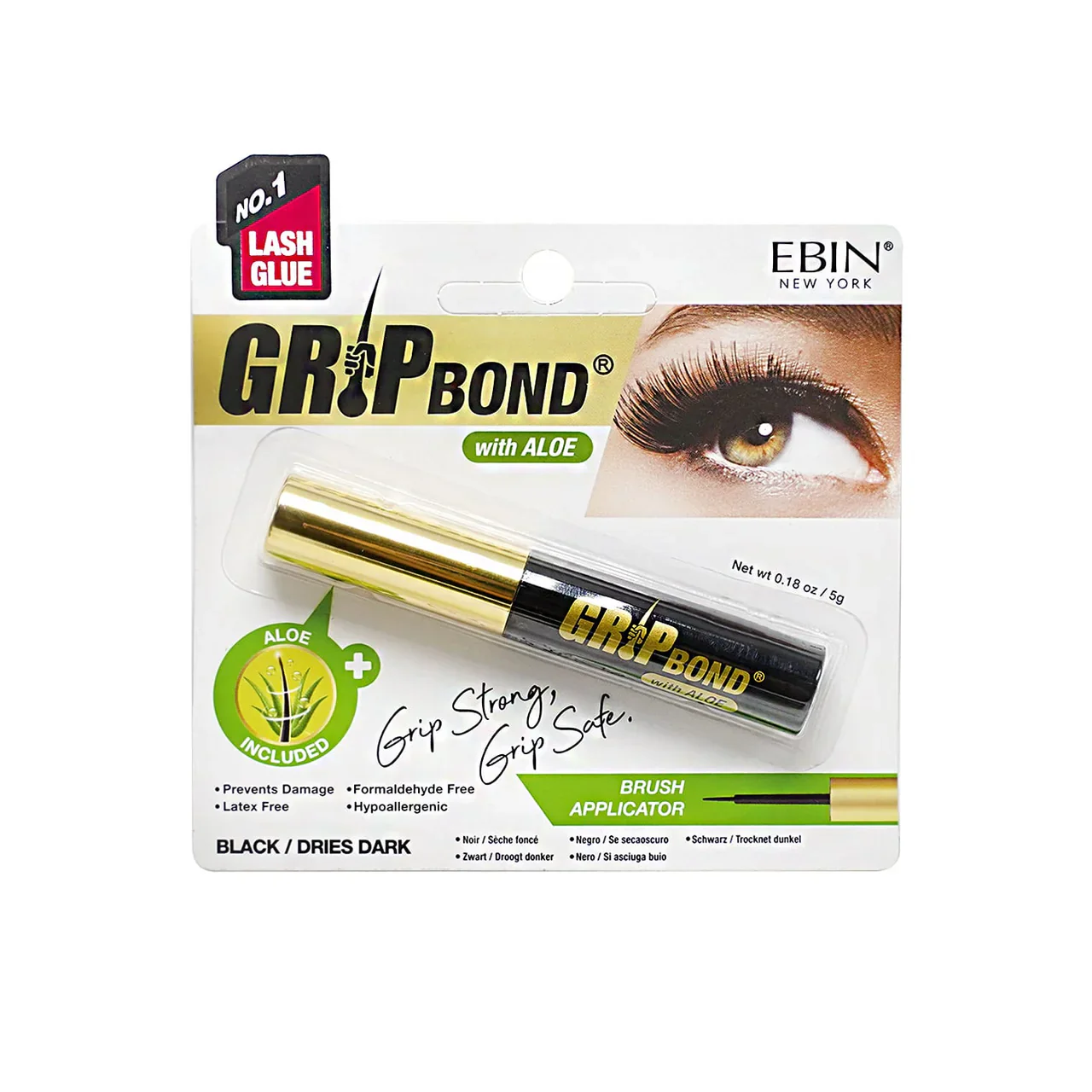 Ebin New York Grip Bond Lash Adhesive with Aloe Brush Applicator - Image 2