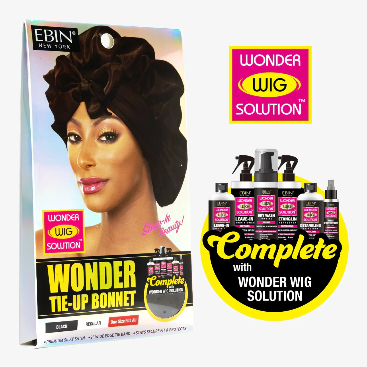 Ebin New York Wonder Wig Tie-Up Bonnet - Black - Image 4