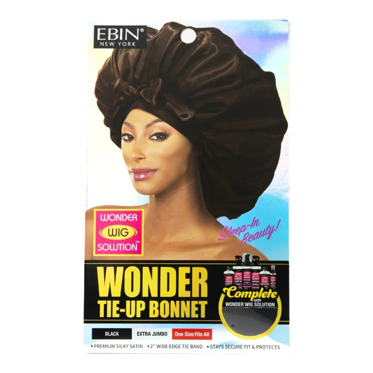 Ebin New York Wonder Wig Tie-Up Bonnet - Black - Image 6