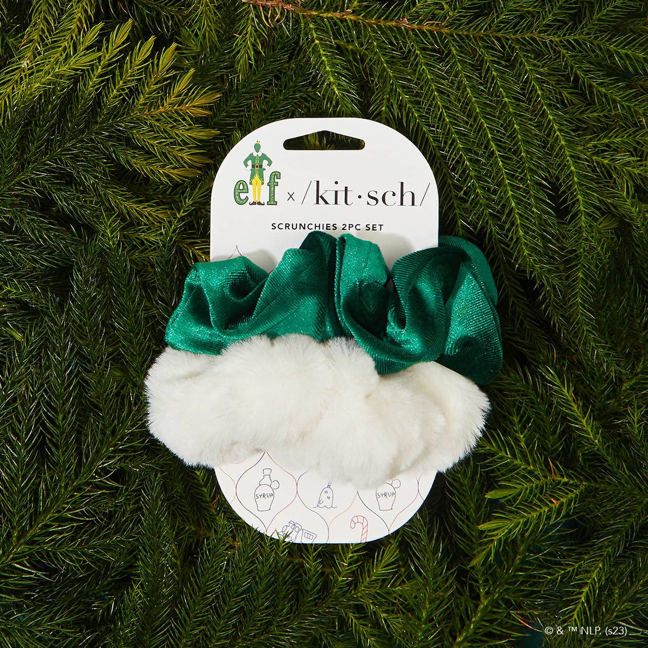 Kitsch x Elf Scrunchies 2pc - White & Green - Image 6