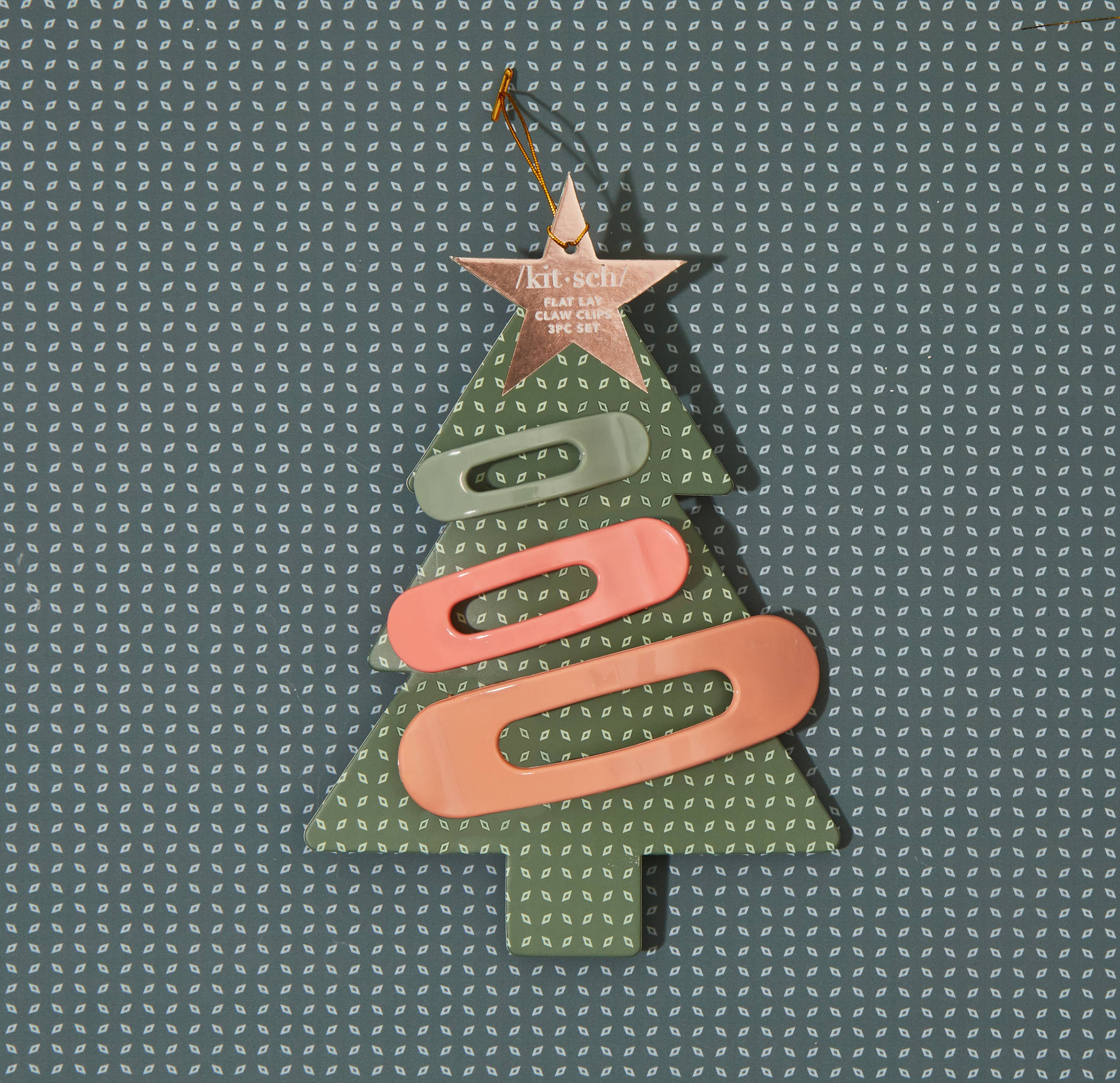 Kitsch Holiday Recycled Plastic Flat lay Claw Clips Set- Pinksettia - Image 3