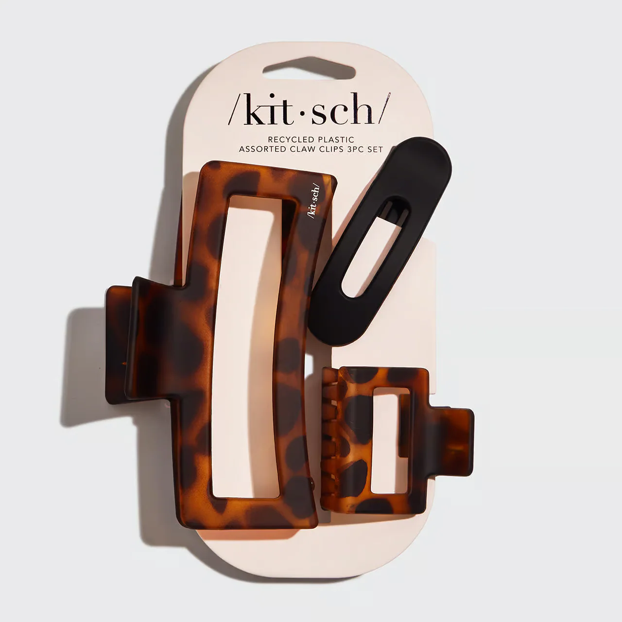Kitsch Recycled Plastic Assorted Claw Clips(3pc)- Rectangle Open Shape