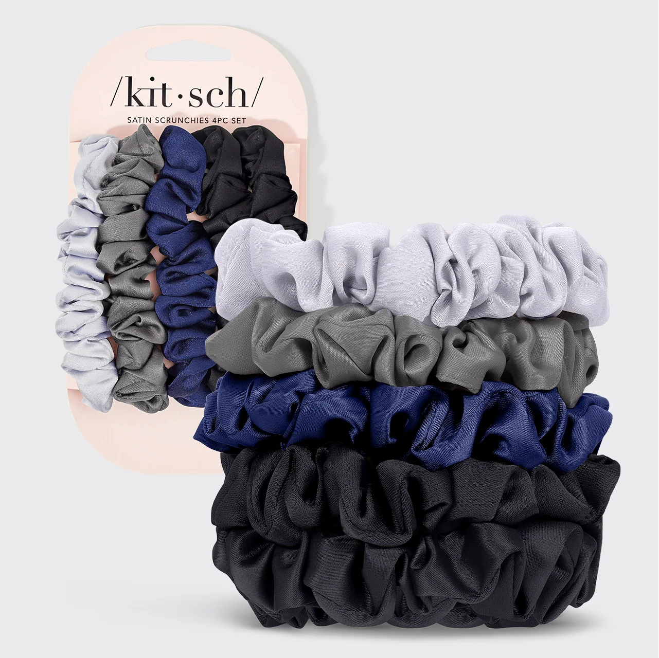 Kitsch Satin Petite Scrunchies 5pc Set- Midnight - Image 2
