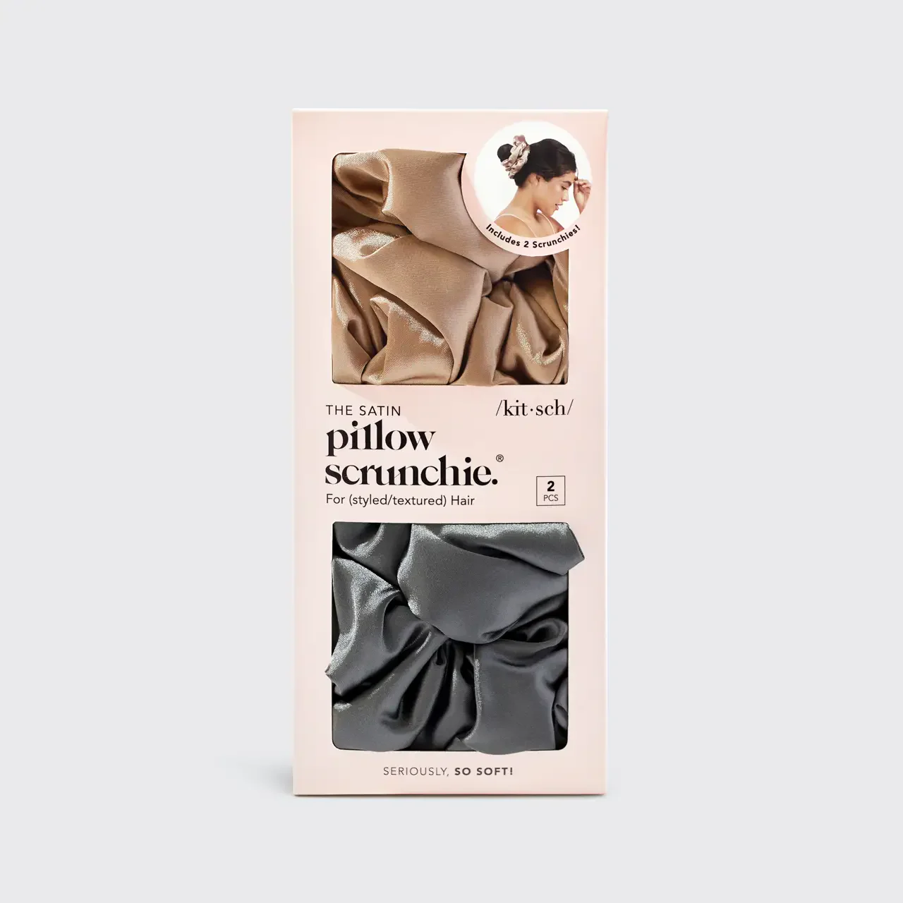 Kitsch Satin Sleep Pillow Scrunchies - Charcoal/Gold - Image 5