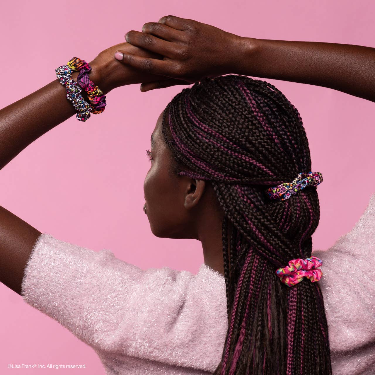 Lisa Frank x Kitsch Ruched Satin Scrunchies in Rainbow Leopard - Image 2