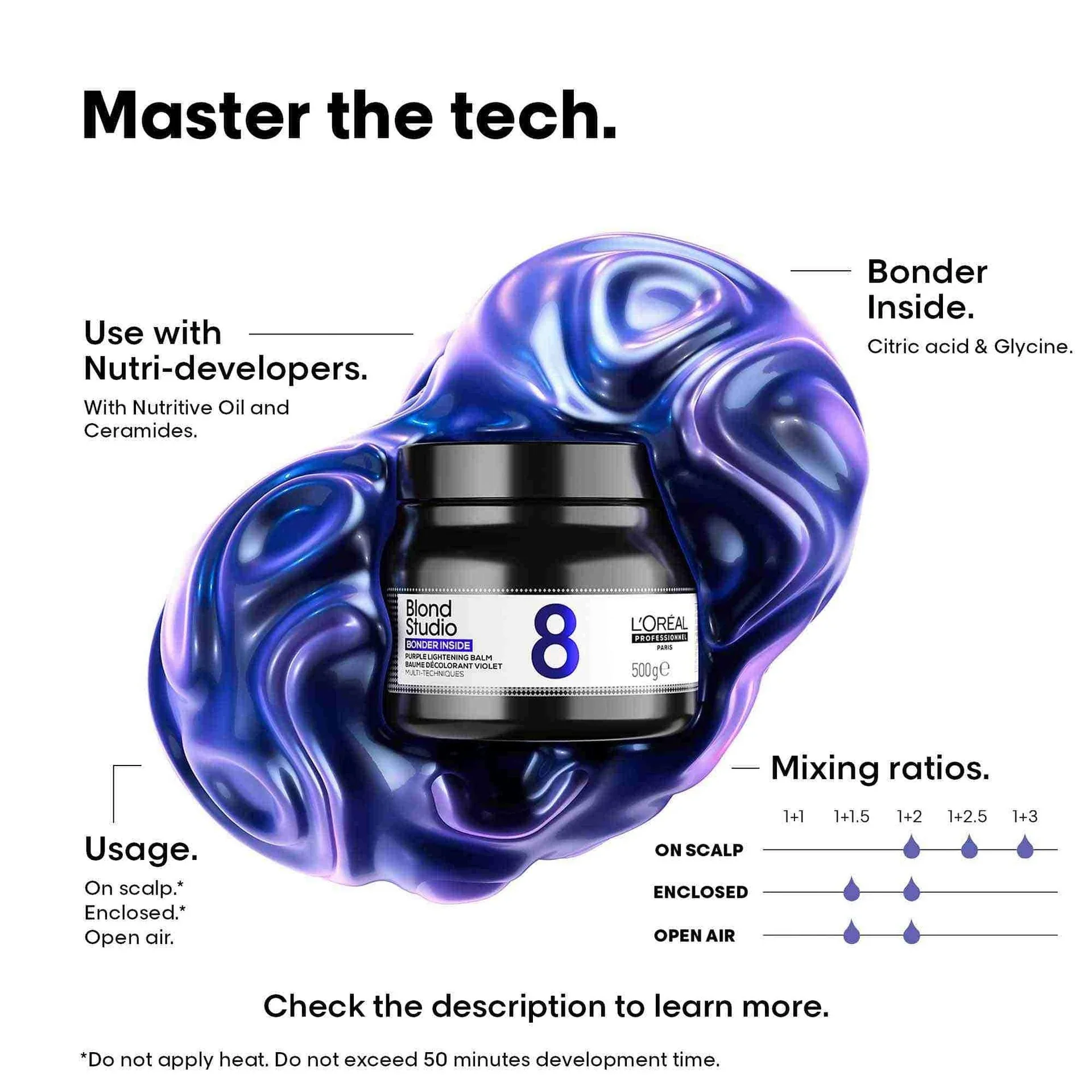 L'Oréal Professionnel Blond Studio 8 Purple Lightening Balm Bonder Inside 500g - Image 3