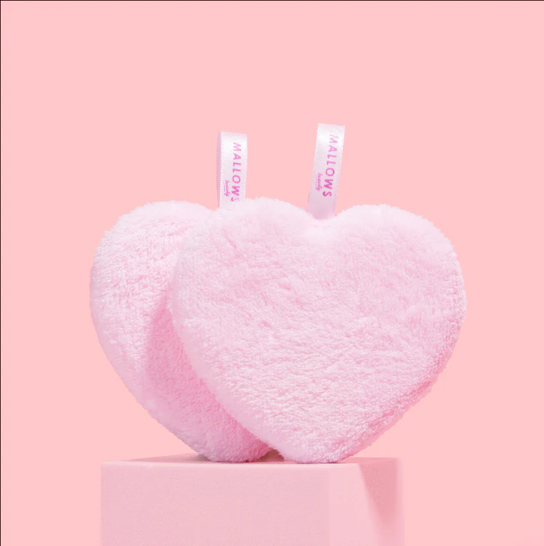 Mallows Beauty Make Up Remover Pink Heart Pads - Pack of 2 - Image 2