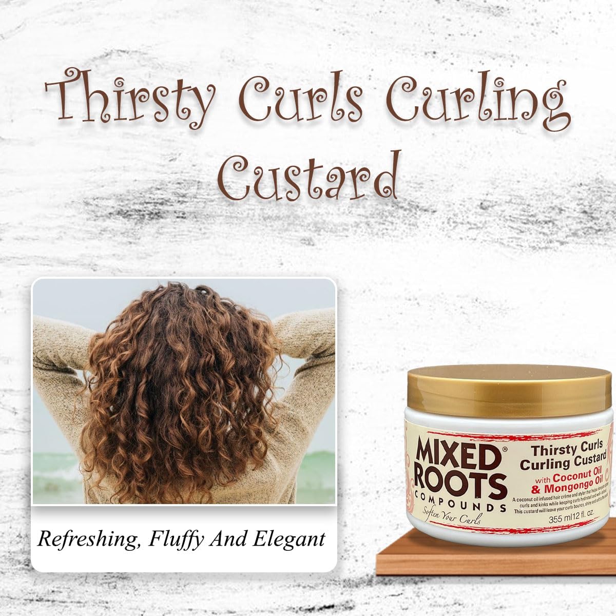 Mixed Roots Thirsty Curls Curling Custard 355ml - Image 2