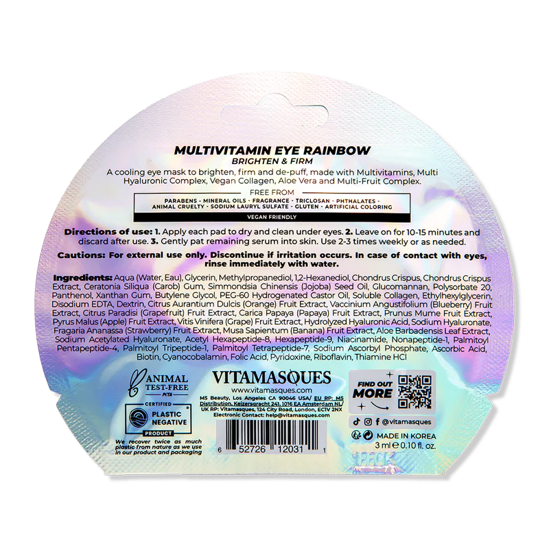 Vitamasques Multivitamin Rainbow Eye Pads - 1 Pair - Image 7
