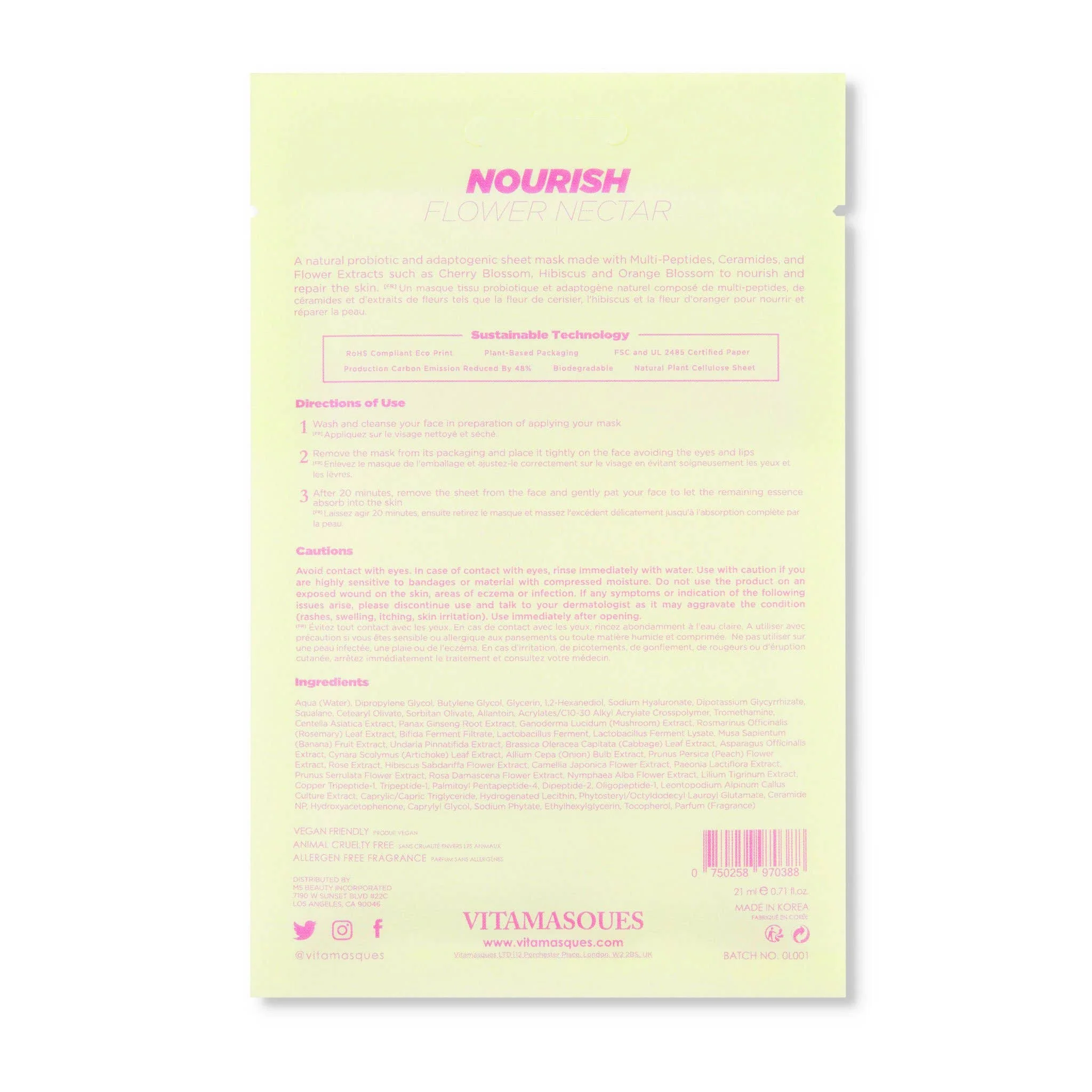 Vitamasques Nourish Flower Nectar Biodegradable Face Sheet Mask - Image 4