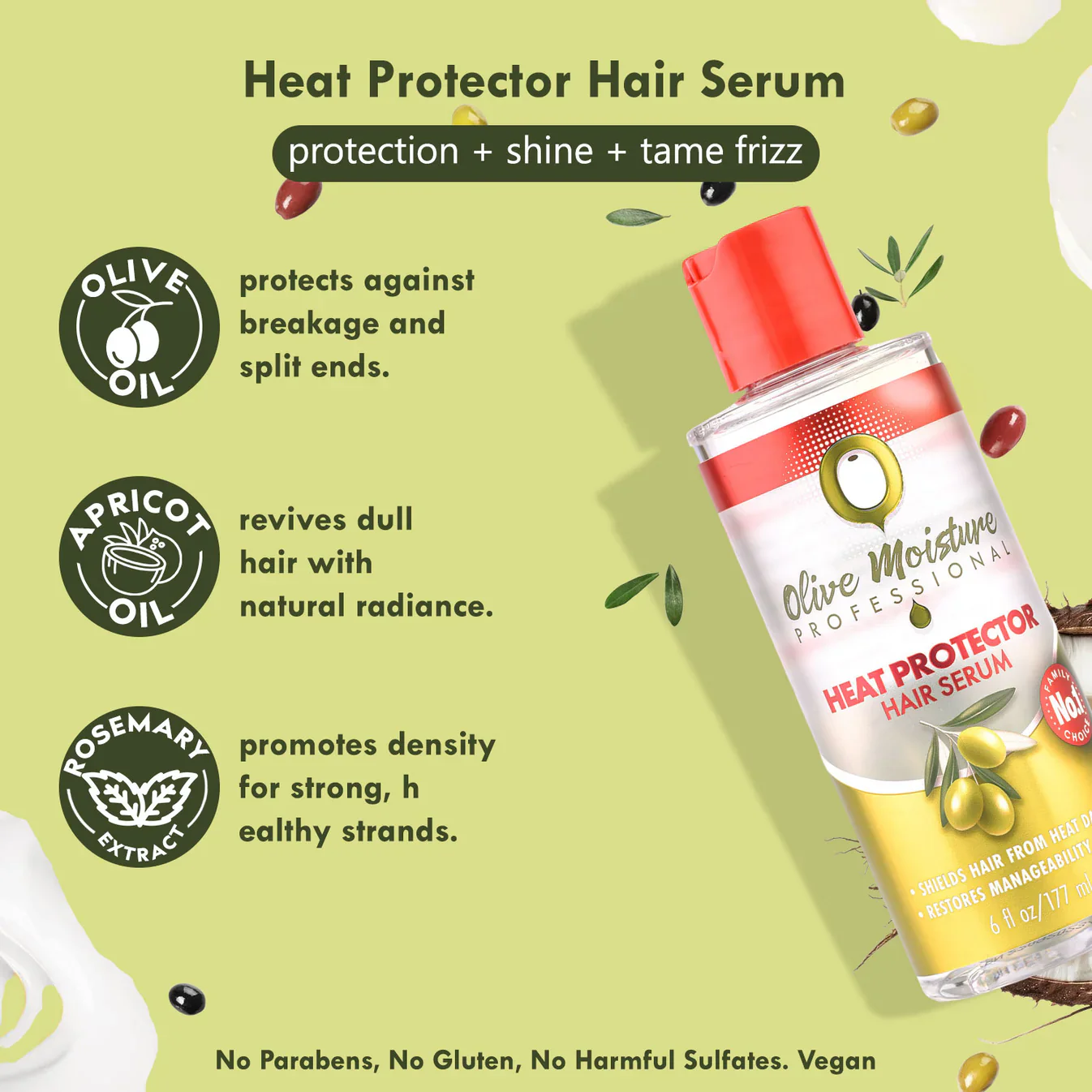 Olive Moisture Heat Protector Hair Serum 177ml - Image 3