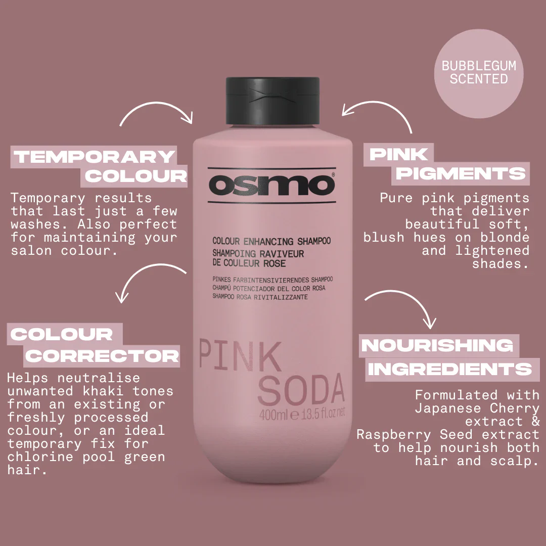 Osmo Pink Soda Colour Enhancing Shampoo 400ml - Image 2