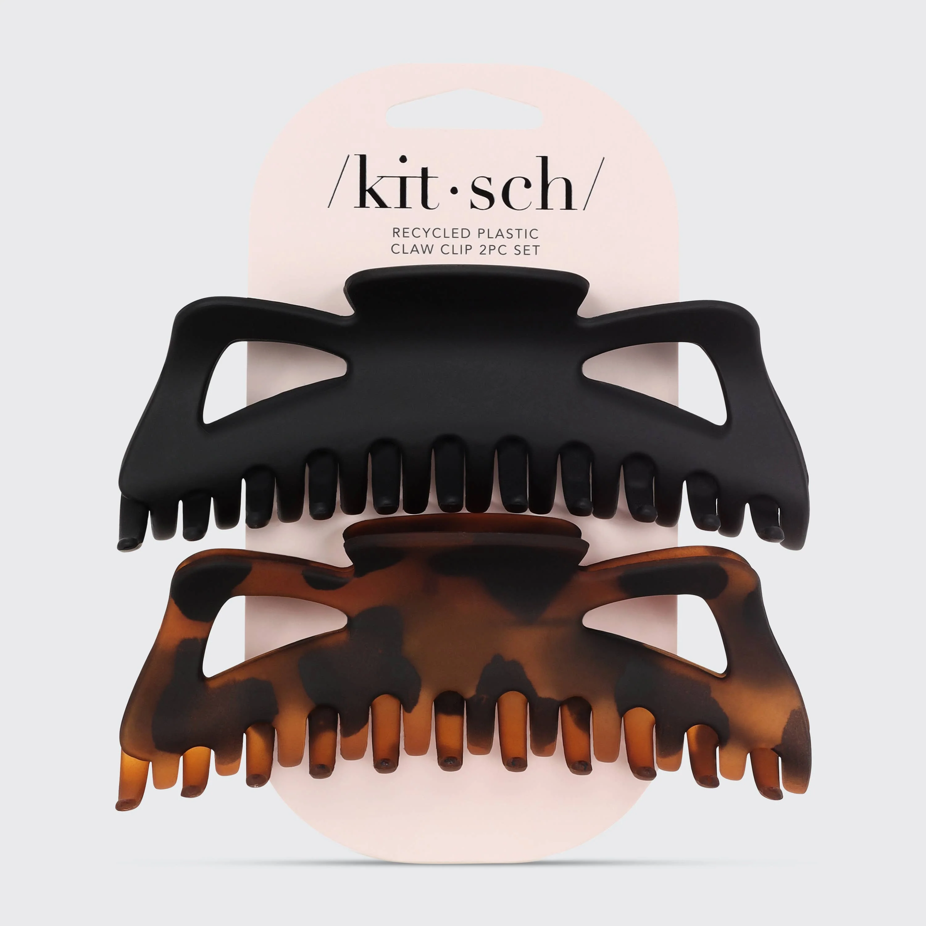 Kitsch Recycled Plastic Jumbo Classic Claw Clips 2pc - Black & Tort