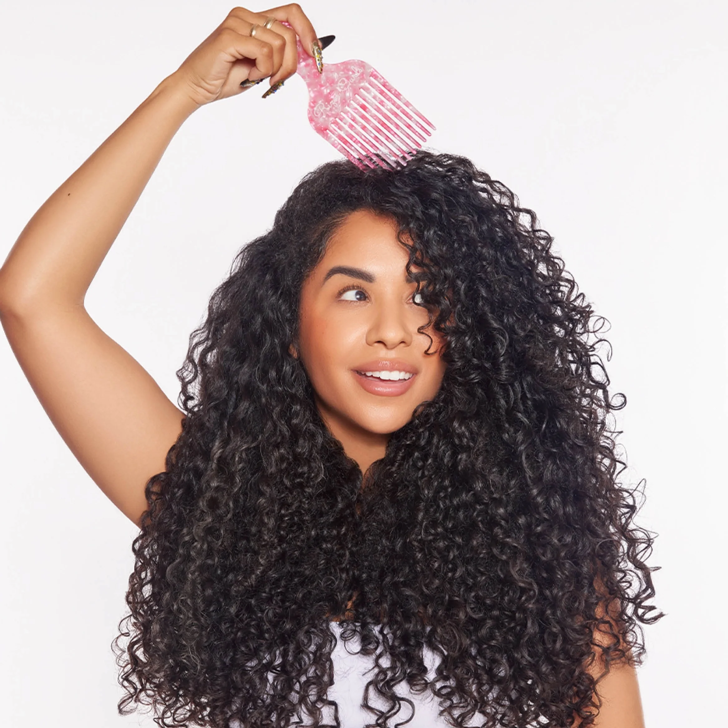 Rizos Curls Pink Hair Pick Comb - Image 2