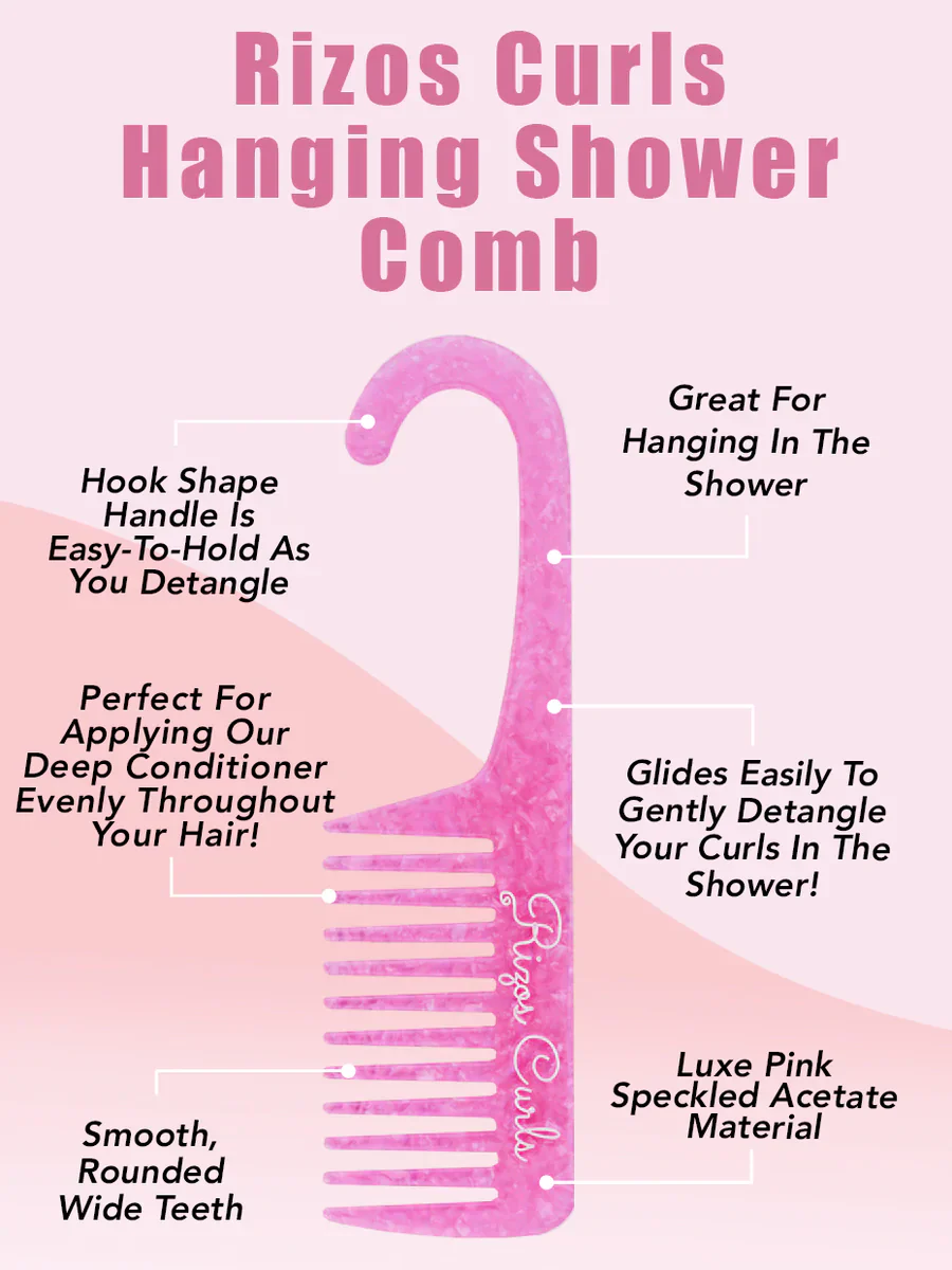Rizos Curls Pink Hanging Shower Comb - Image 3