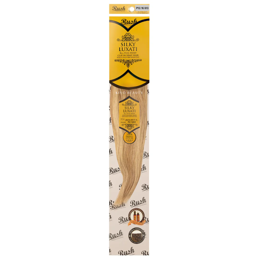 Rush Silky Luxati Human Hair Extension 8pc Full Head Clip in 14" - Image 16