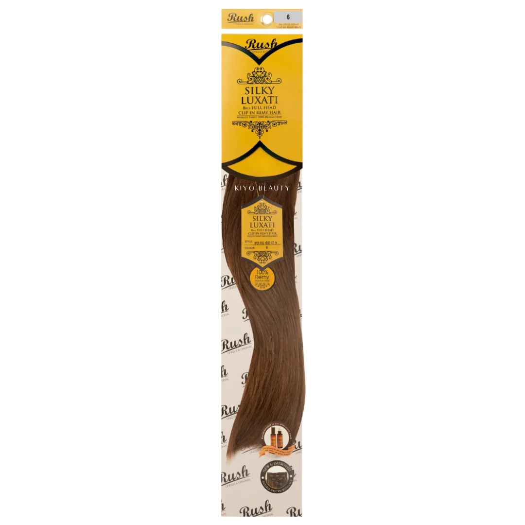 Rush Silky Luxati Human Hair Extension 8pc Full Head Clip in 14" - Image 4