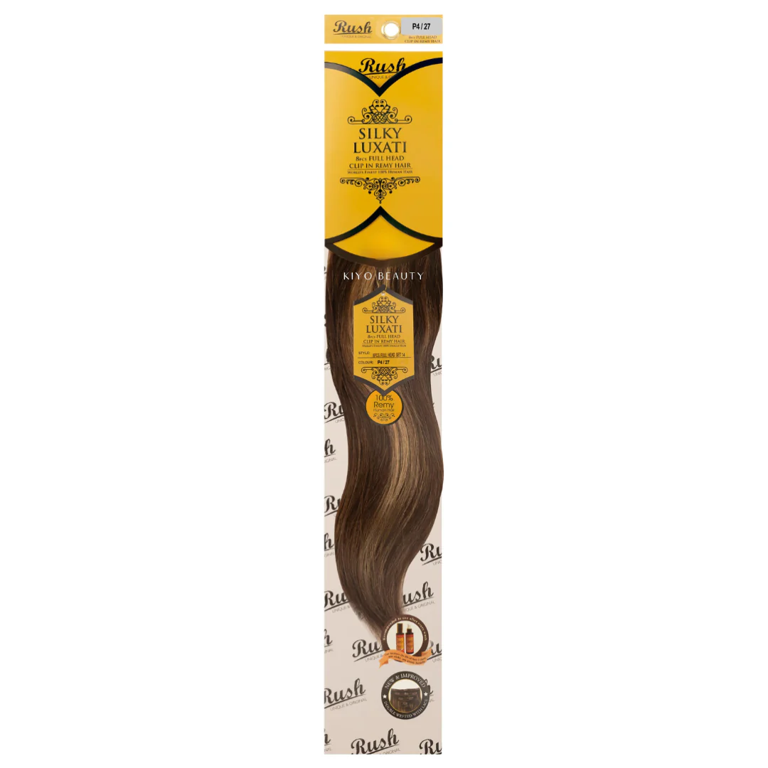Rush Silky Luxati Human Hair Extension 8pc Full Head Clip in 14" - Image 6