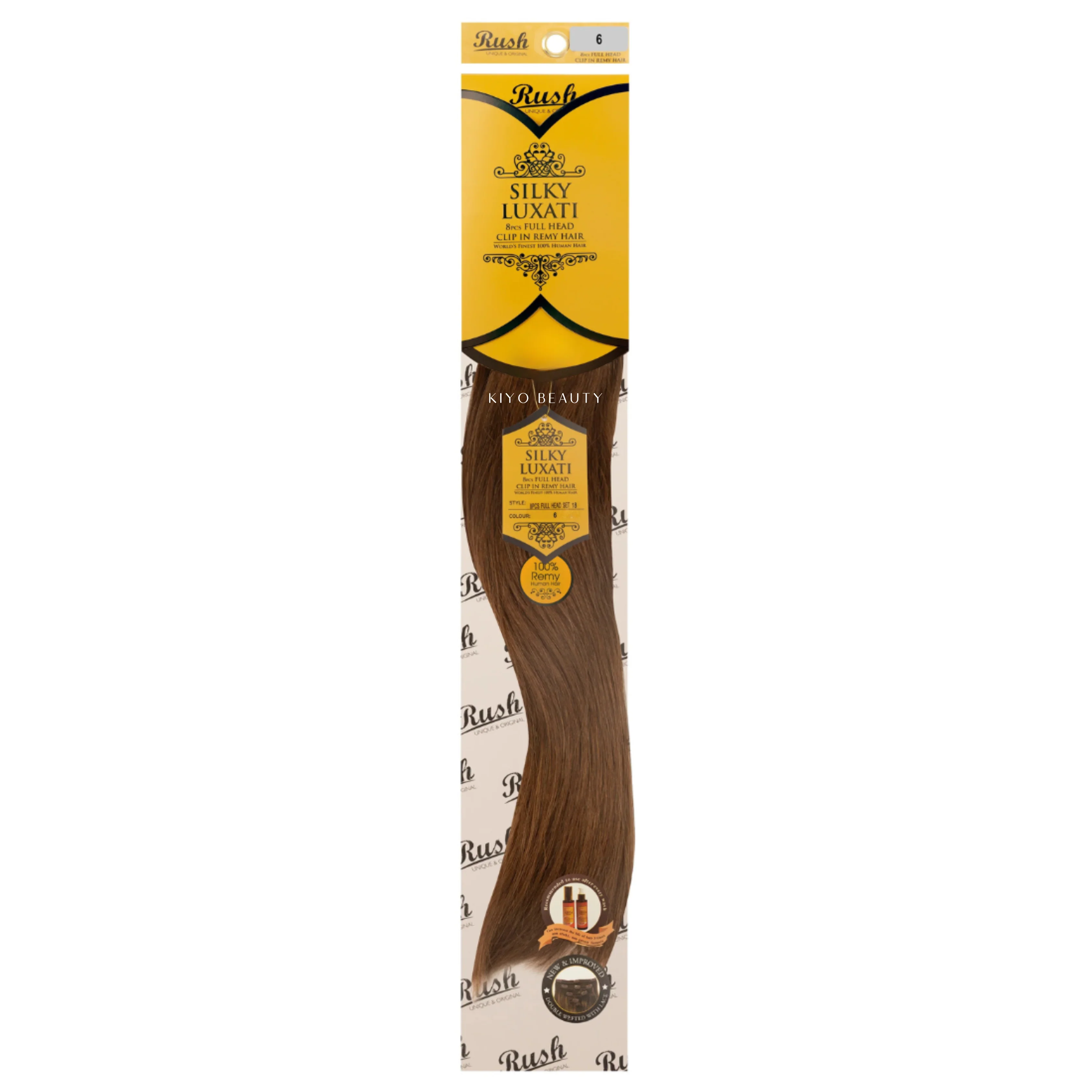 Rush Silky Luxati Human Hair Extension 8pc Full Head Clip in 18" - Image 8