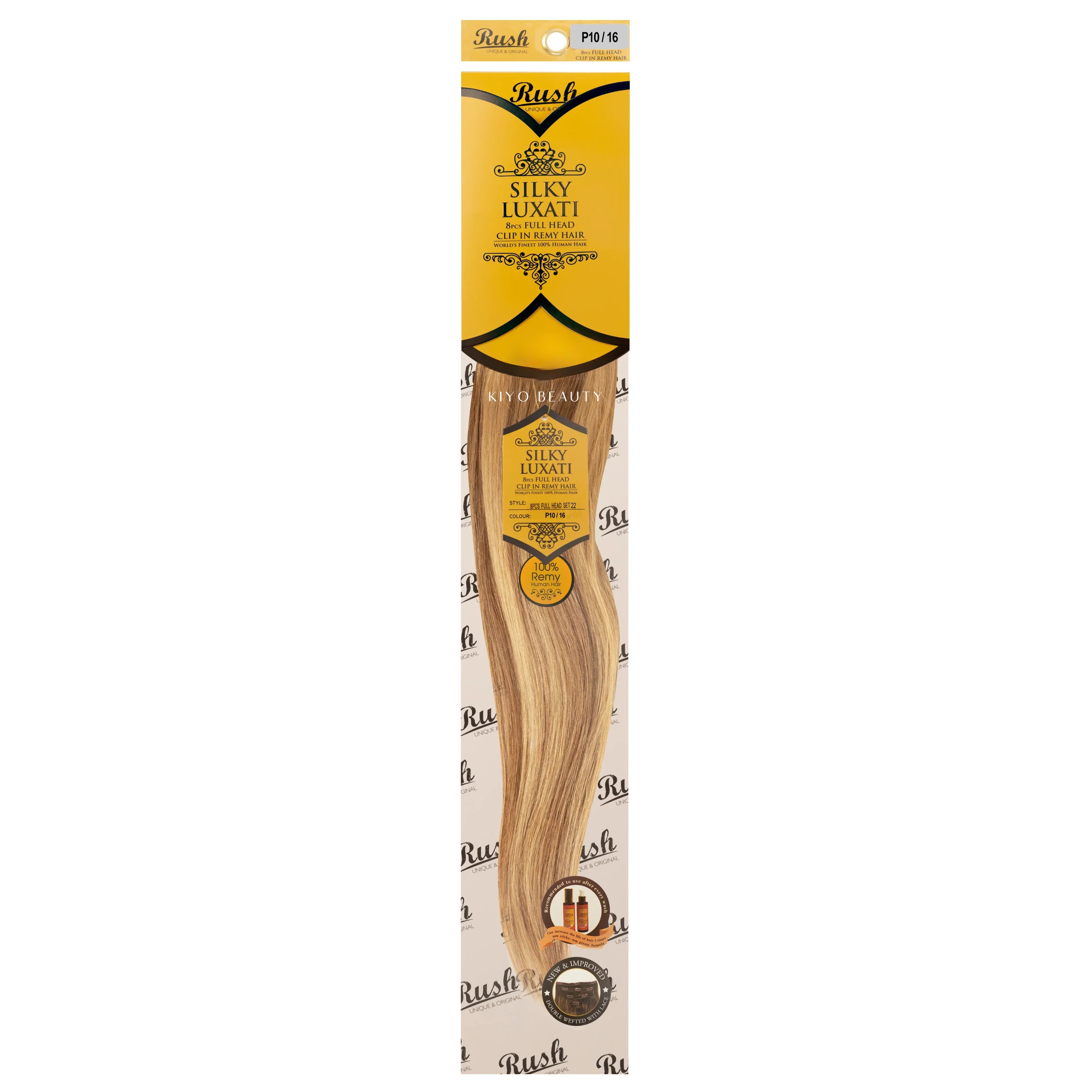 Rush Silky Luxati Human Hair Extension 8pc Full Head Clip in 22" - Image 15