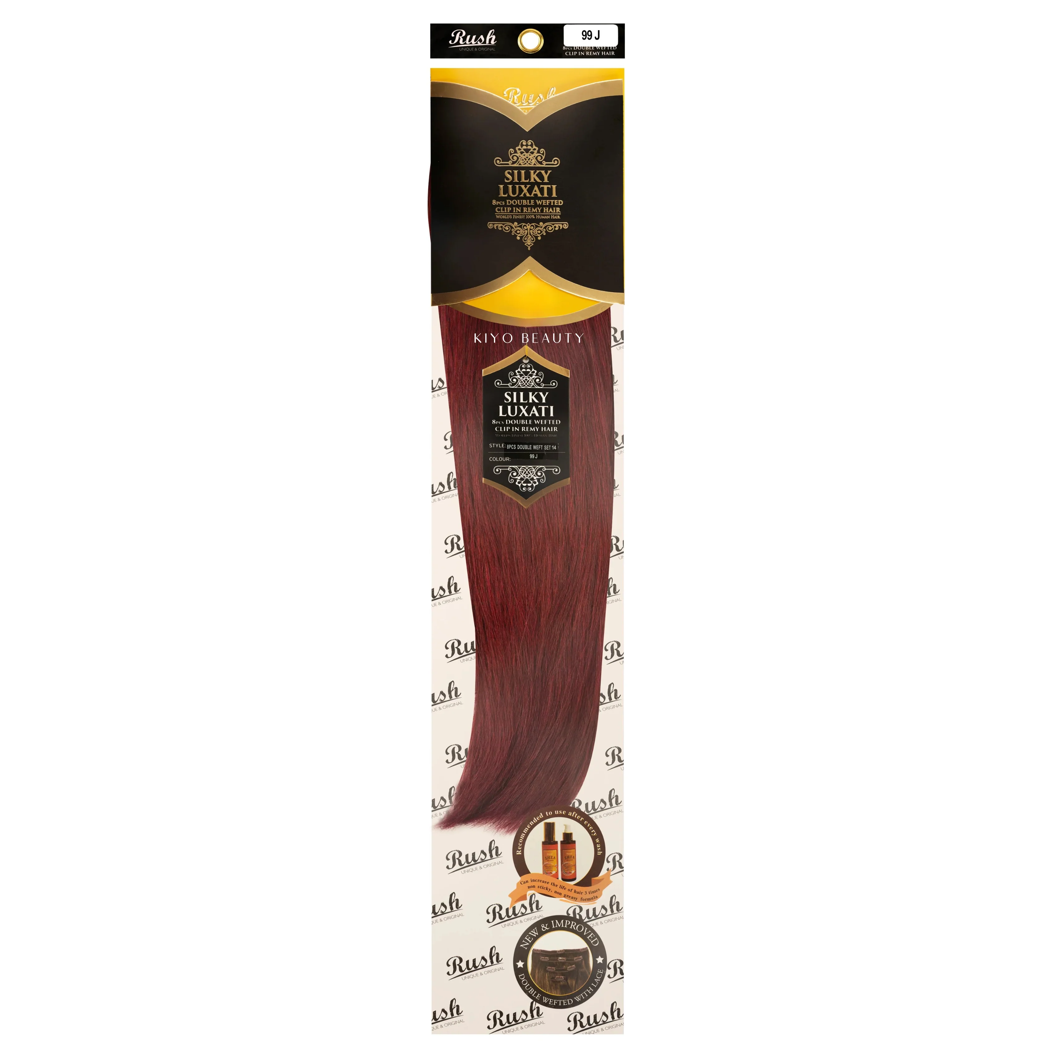 Rush Silky Luxati Human Hair Extension 8pc Full Head Double Weft Clip in 14" - Image 20