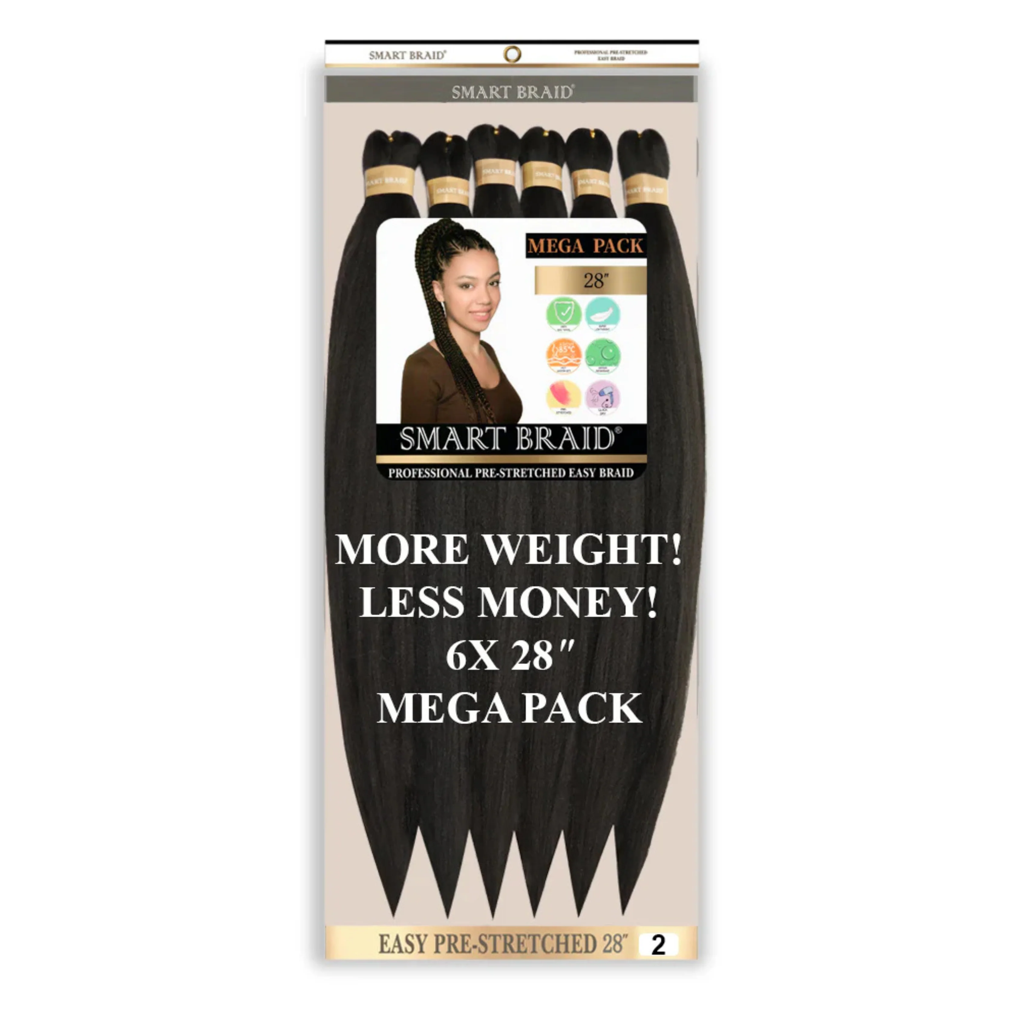 Smart Braid Pre-Stretched Braiding Hair 28 Inch 6X Pack - Image 3