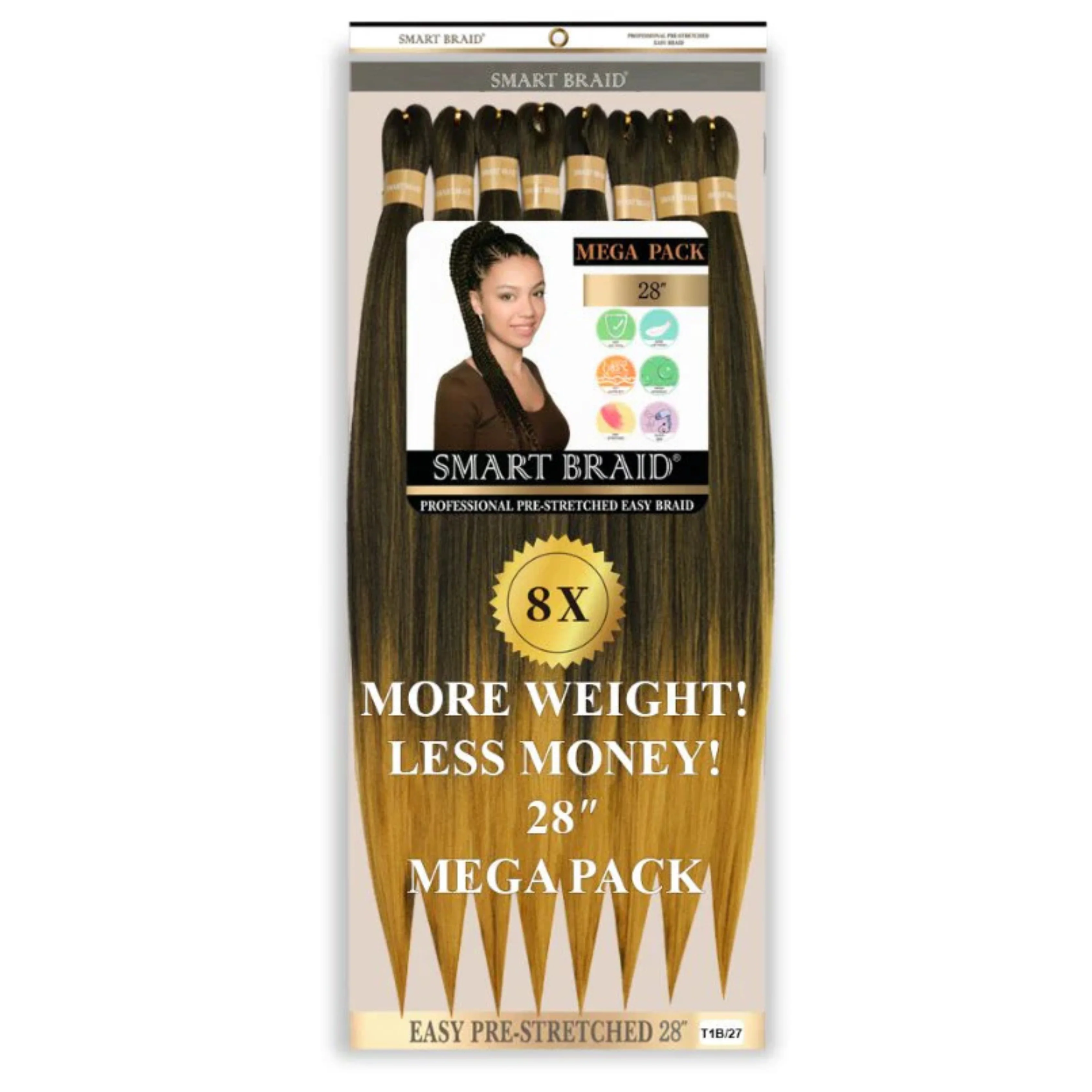 Smart Braid Pre-Stretched Braiding Hair 28 Inch 8X Pack - Image 5