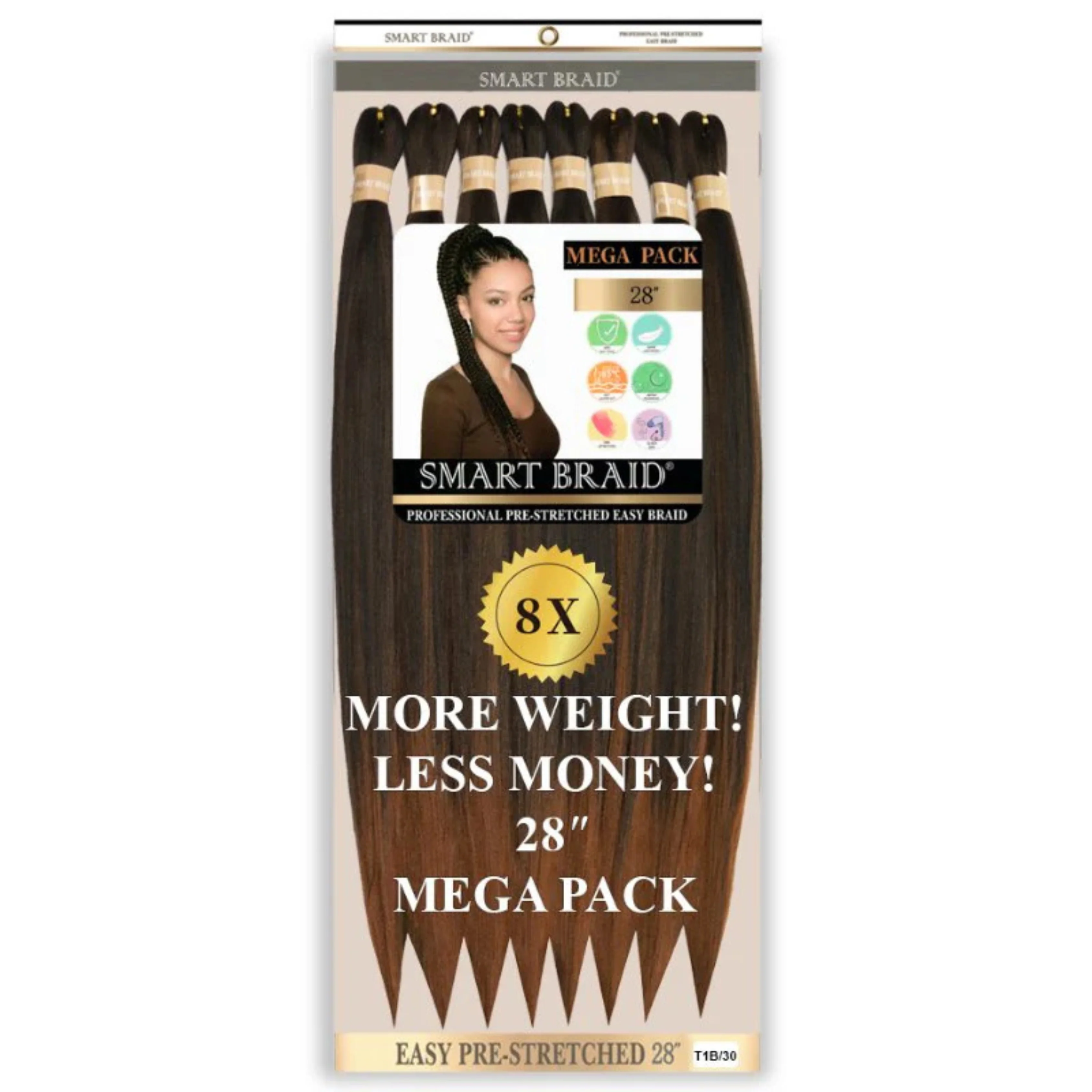 Smart Braid Pre-Stretched Braiding Hair 28 Inch 8X Pack - Image 6
