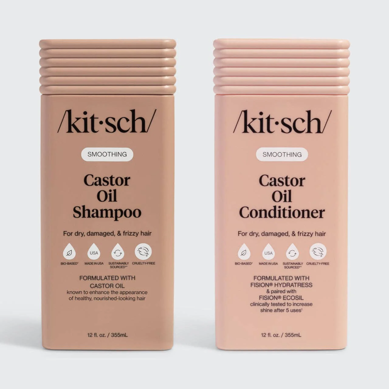 Kitsch Smoothing Castor Oil Shampoo & Conditioner Bottle Duo - 2pc