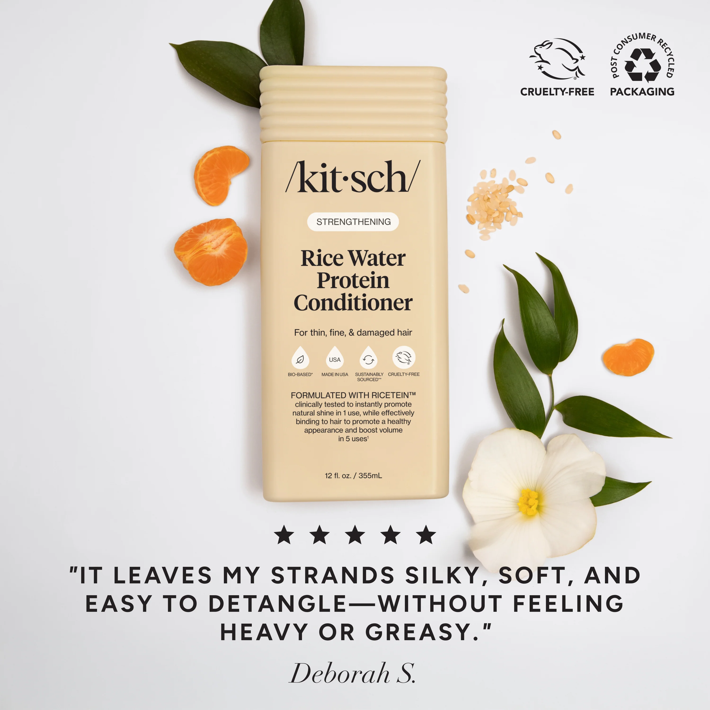 Kitsch Strengthening Rice Water Shampoo & Conditioner Bottle Duo - 2pc - Image 4