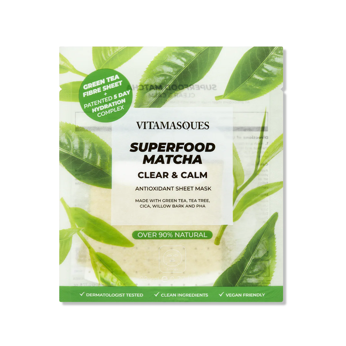 Vitamasques Superfood Matcha Clear & Calm Antioxidant Face Sheet Mask