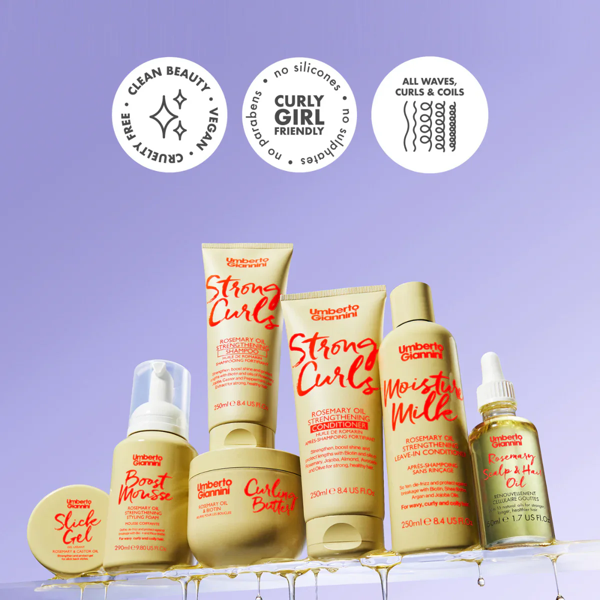 Umberto Giannini Strong Curls Rosemary Oil & Biotin Curling Butter 300ml - Image 7
