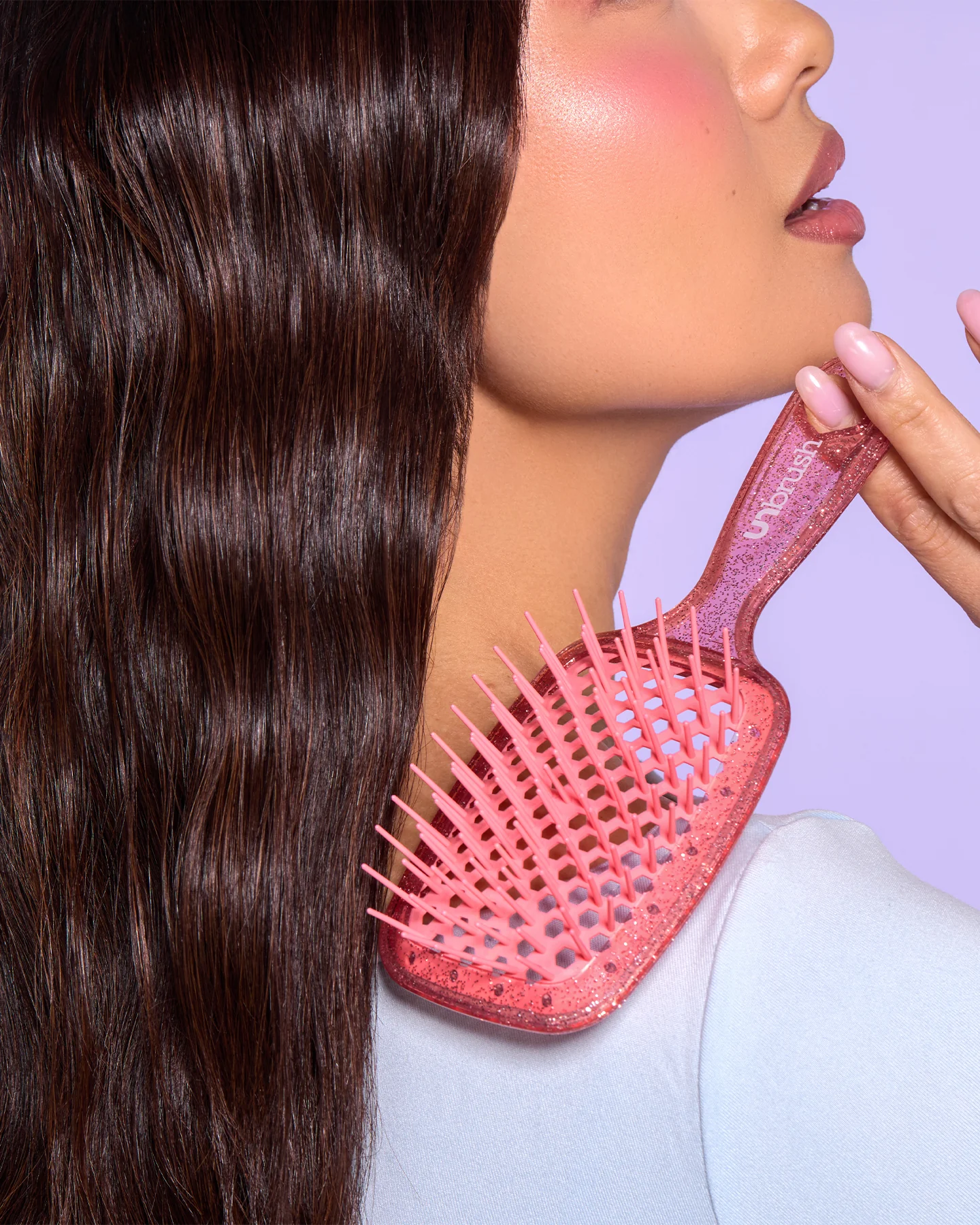 UNbrush Detangling Hair Brush Glitter - Ruby - Image 3
