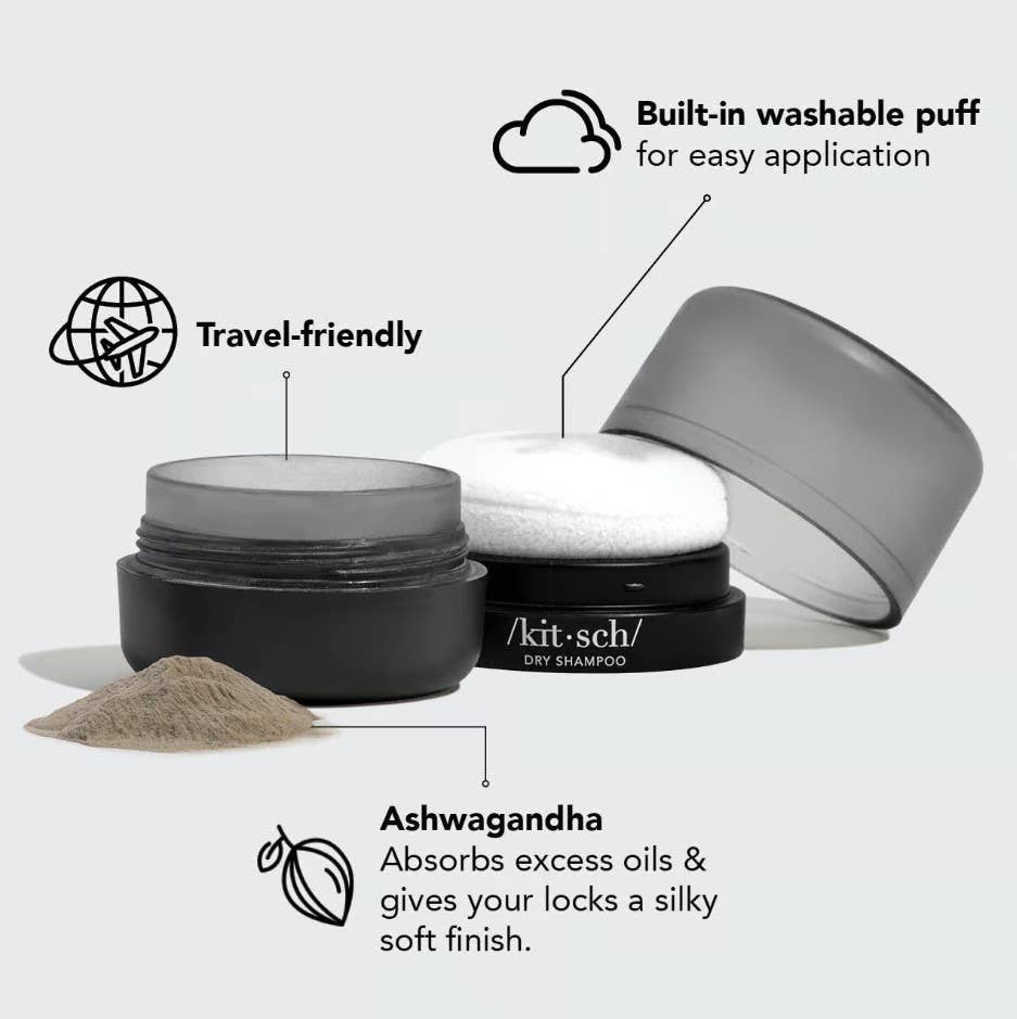 Kitsch Volumizing Rice Protein Dry Shampoo - Dark Tinted Powder 0.28oz - Image 4